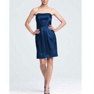 David's Bridal Charmeuse Sheath Navy Blue  Style # 83707